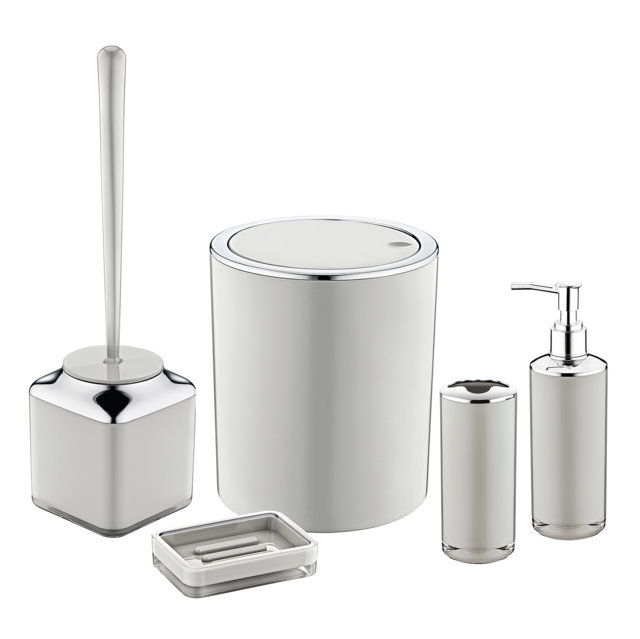 Herzberg HG-OKY6321: Set da bagno 5 pezzi - Colore doppio strato Grigio